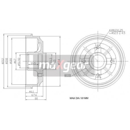 FÉKDOB PEUGEOT HÁTSÓ 206 106 AX SAXO 180MM 24021807202