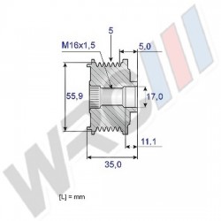 GENERÁTOR SZÍJTÁRCSA AUDI: IV, INCA, LEON, TOLEDO I, TOLEDO II SKODA: FELICIA I, FELICIA I, FELICIA I SKODA: FELICIA I, FELICIA