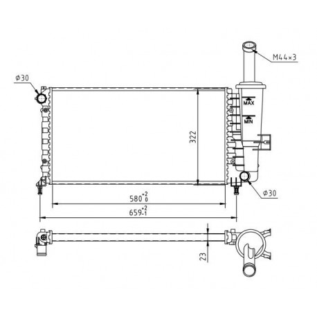 RADIÁTOR PUNTO II 99- 1.2 16V /SYS.MM/ 46745043