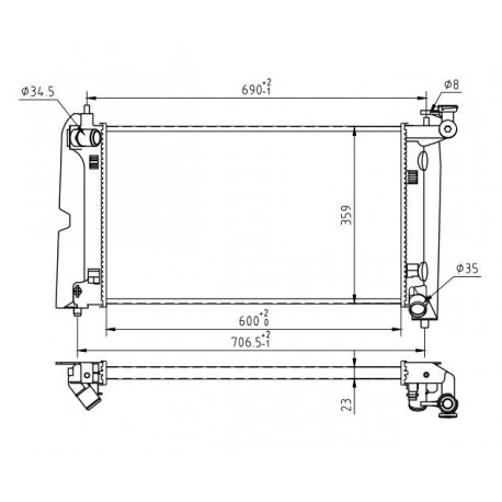 RADIÁTOR COROLLA 1.4-1.8 02- 16400-0D120