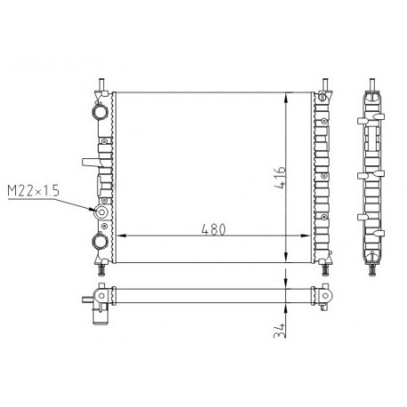 RADIÁTOR MULTIPLA 1.6 16V 98- 46514417