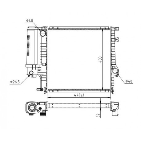 RADIÁTOR BMW E30 87-91, E36 91-98, BMW E30 87-91, E36 91-98 1.247.145