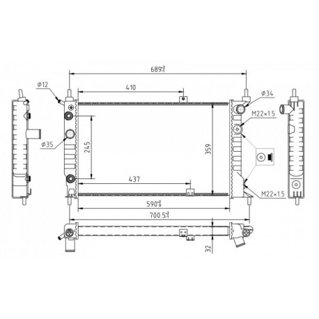 RADIÁTOR ASTRA F 1.4I,1.6I,1.8I -97 /AU 1300109