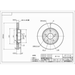 Féktárcsa ELSŐ TOYOTA AVENSIS ADT251 2.2TDI 05-,COROLLA VERSO 1.6,1.8,2.0TD,2.2TD 04- 4351205080