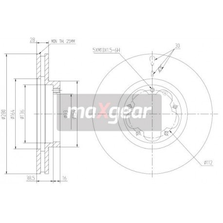 FÉKTÁRCSA. FORD ELSŐ TRANZIT 06- 280X28 1503290
