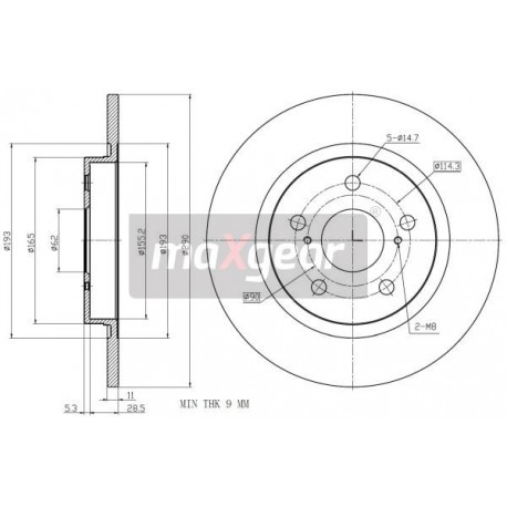 FÉKTÁRCSA. TOYOTA HÁTSÓ AVENSIS 09- 42431-05070