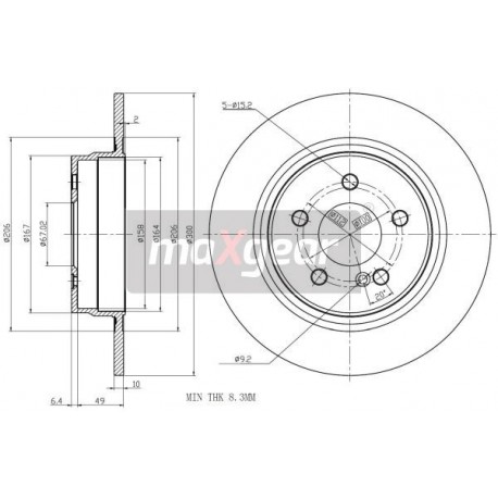 FÉKTÁRCSA. MERCEDES HÁTSÓ W204 07- C200-300 08.A612.41