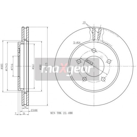 FÉKTÁRCSA. CHRYSLER VOYAGER ELÖL 95-01 04721820AE