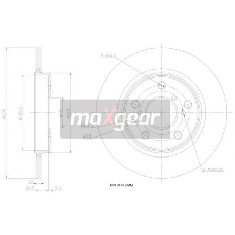 FÉKTÁRCSA. TOYOTA HÁTSÓ AURIS 06- UK 986479519