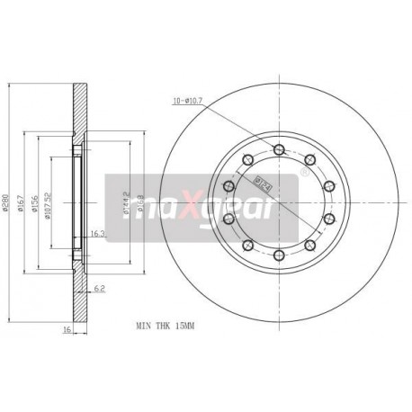 FÉKTÁRCSA. FORD HÁTSÓ TRANZIT 06- 280X16 EXT.107 08A53014