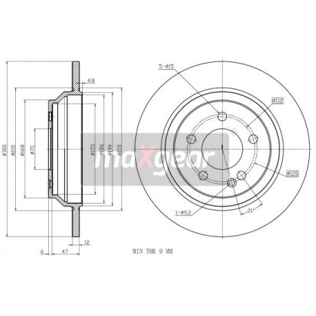 FÉKTÁRCSA. MERCEDES HÁTSÓ VITO 14- 92272703
