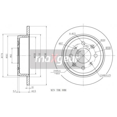 FÉKTÁRCSA. HONDA HÁTSÓ CIVIC -91 94- ROVER 200 400 24 45 8710410