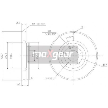 FÉKTÁRCSA. MERCEDES ELSŐ W163 98- 9782310