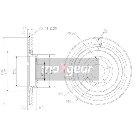 FÉKTÁRCSA. ALFA ELÖL 147 156 FIAT DOBLO 10- 284MM 110220770