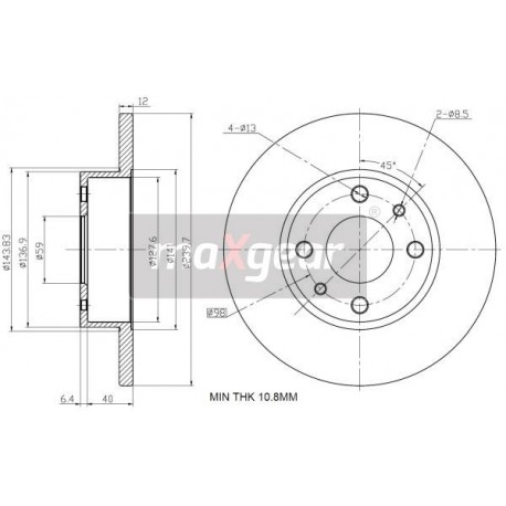 FÉKTÁRCSA. FIAT SIENA ELÖL 08.4753.14