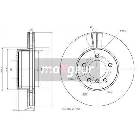 FÉKTÁRCSA. BMW ELSŐ E60 E61 9917211