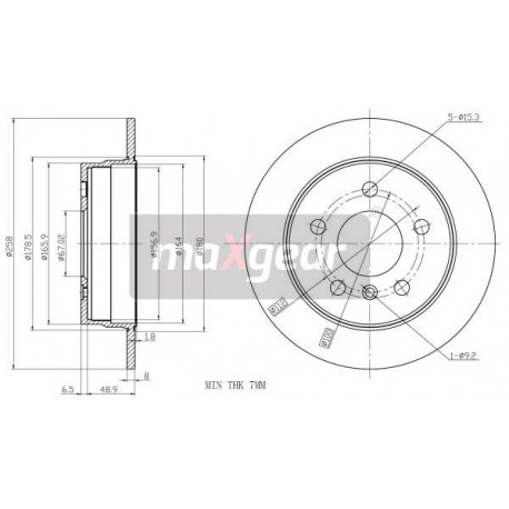FÉKTÁRCSA. MERCEDES HÁTSÓ W169 B-OSZTÁLY 8958010