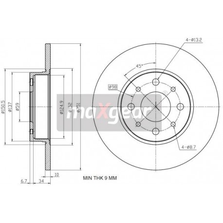 FÉKTÁRCSA ALFA HÁTSÓ MITO 08- ADL144301