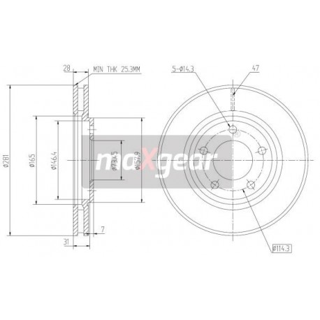 FÉKTÁRCSA. CHRYSLER ELÜLSŐ VOYAGE 02- KORRÓZIÓGÁTLÓ BEVONATTAL