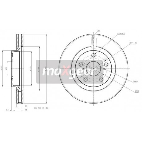FÉKTÁRCSA. TOYOTA ELÖL AURIS PRIUS RAV 4 2.0-2.2 D4-D 06-