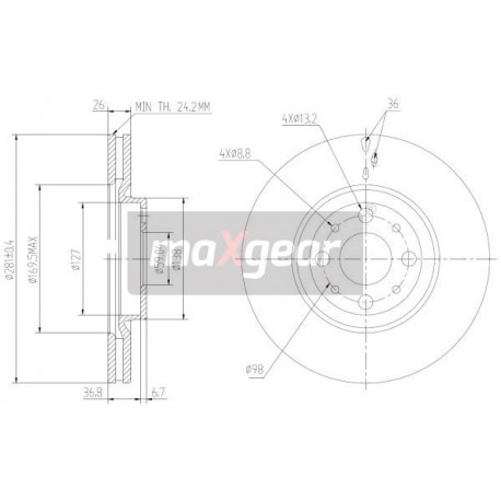 FÉKTÁRCSA. FIAT ELSŐ STILO BRAVO 1.9 2.4 986478855