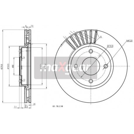 FÉKTÁRCSA. NISSAN ELSŐ KÖBCENTIS TIIDA 1.6-1.8 1.5 DCI 07- ADN143133