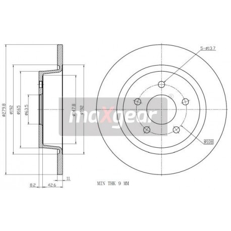 FÉKTÁRCSA. FORD HÁTSÓ C-MAX 10- KUGA 13- 08B60110