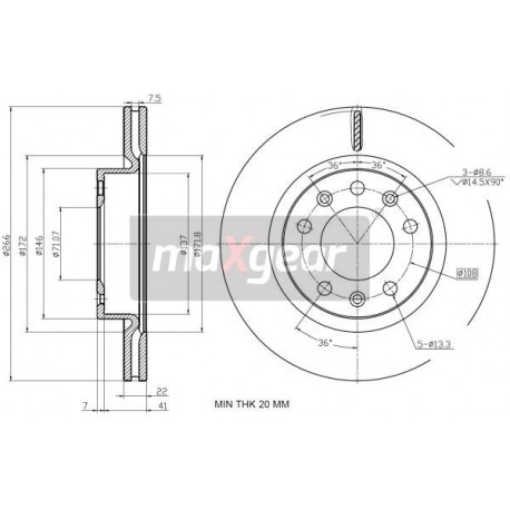 FÉKTÁRCSA. PEUGEOT 308 ELSŐ 1.2-2.0 13- 92269003