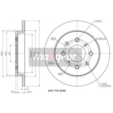 FÉKTÁRCSA. HONDA HÁTSÓ CITY 08- JAZZ 02- 08- 239MM H 33.3 08B60210