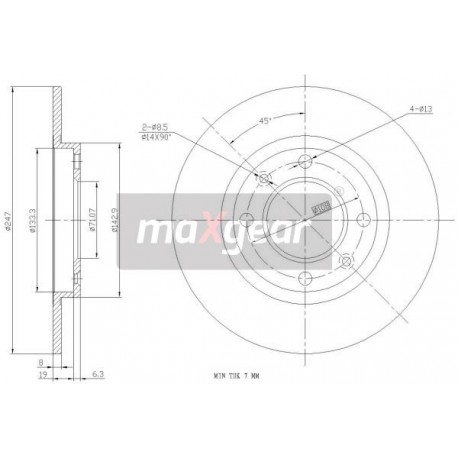 FÉKTÁRCSA. PEUGEOT HÁTSÓ 306 XSARA 206 ZX 8533410