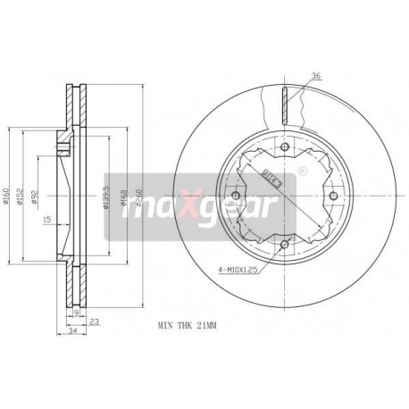 FÉKTÁRCSA. HONDA ELSŐ ACCORD -98 14 ROVER 600 -99 9529075