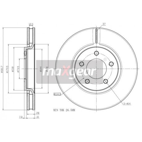 FÉKTÁRCSA. CHRYSLER VOYAGER 02- ELÖL KORRÓZIÓGÁTLÓ BEVONATTAL