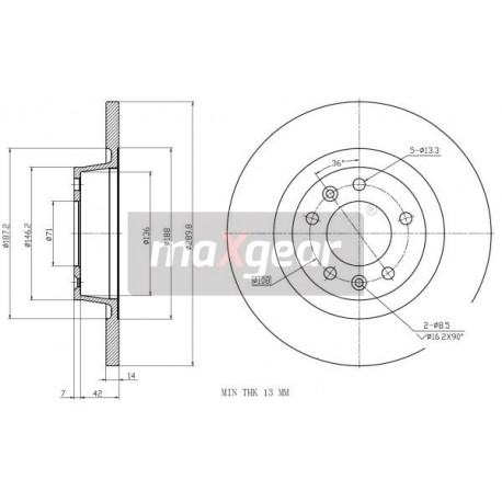 FÉKTÁRCSA. FIAT HÁTSÓ SCUDO 07- KORRÓZIÓGÁTLÓ BEVONATTAL