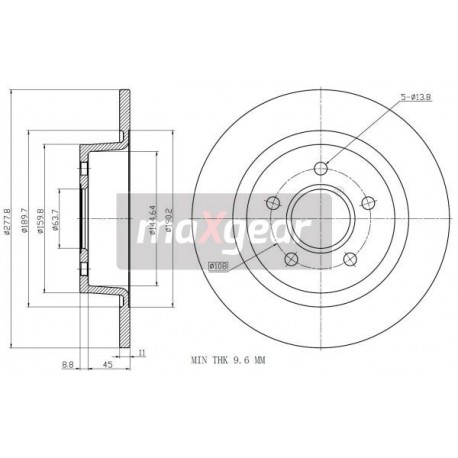 FÉKTÁRCSA. FORD HÁTSÓ TRANZIT CONNECT 02- 08A29714