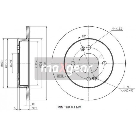 FÉKTÁRCSA. KIA HÁTSÓ PICANTO 04- I10 08-
