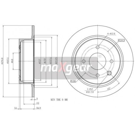 FÉKTÁRCSA. NISSAN HÁTSÓ KOCKA TIIDA 1.6-1.8 1.5 DCI 07- 08.A715.20