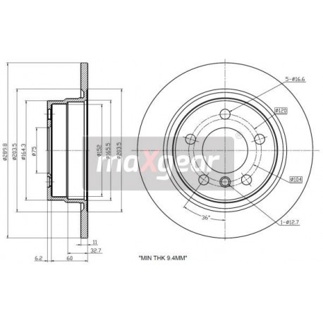 FÉKTÁRCSA. BMW HÁTSÓ F20 10- 114-118 92261003