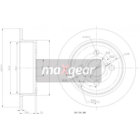 FÉKTÁRCSA. TOYOTA HÁTSÓ COROLLA 02- 986479086