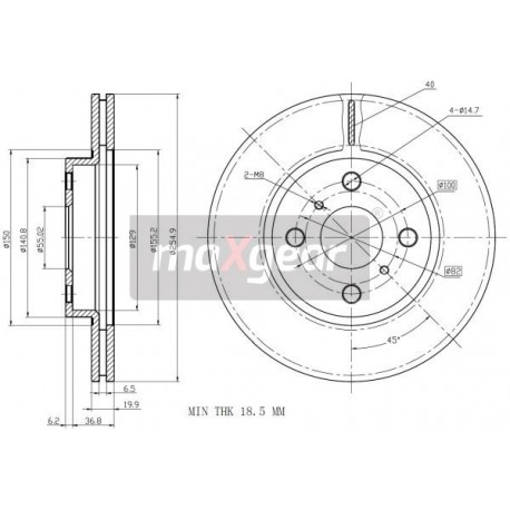 FÉKTÁRCSA. TOYOTA ELSŐ YARIS VERSO 99-05 255MM 986479012