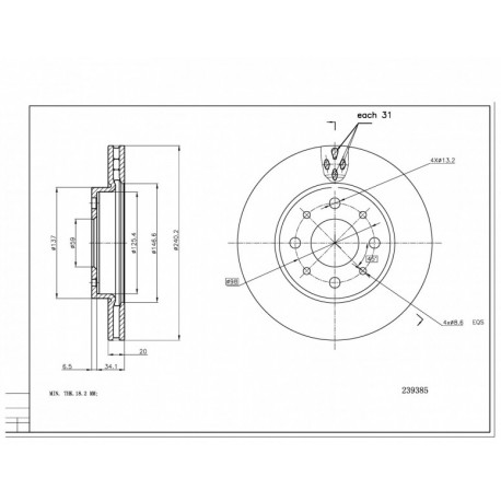 ELSŐ FÉKTÁRCSA PANDA II 1.2I 04- 0000071772815