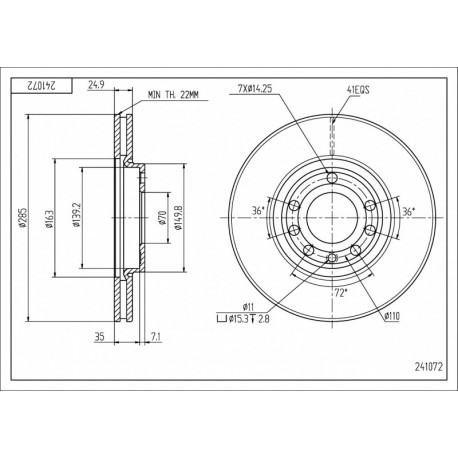 ELSŐ FÉKTÁRCSA VECTRA 02- /MAL/KPL 46836491