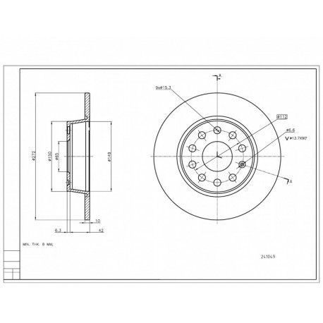 HÁTSÓ FÉKTÁRCSA AUDI A3 1.6 03- /MAL/KPL 1K0615601AA