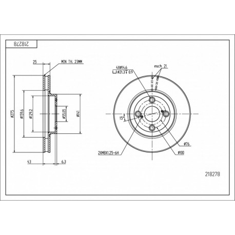 ELSŐ FÉKTÁRCSA COROLLA 02- /275/ 43512-13020