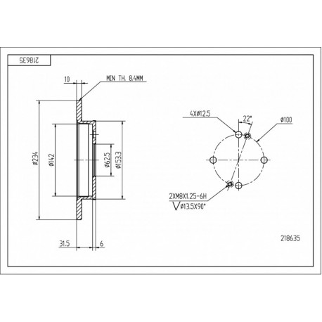 HÁTSÓ FÉKTÁRCSA KIA PICANTO 1.1-1.1D 04- 5841107300