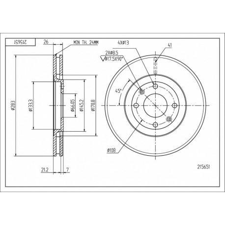 ELSŐ FÉKTÁRCSA P406 283/26/24.2 4246L8