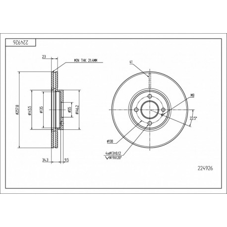 ELSŐ FÉKTÁRCSA MAZDA 2 07- DF71-33-251