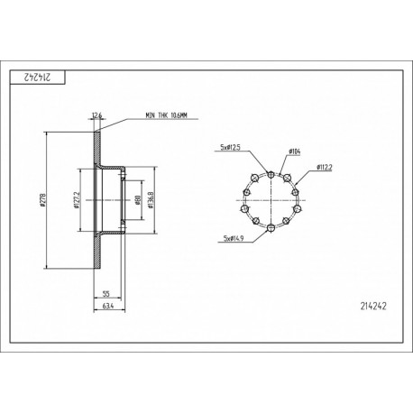 FÉKTÁRCSA ELÖL DB 123 278/12.7/10.6 1144210012
