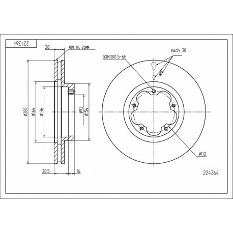 ELSŐ FÉKTÁRCSA TRANSIT TOURNEO 06- 1371394