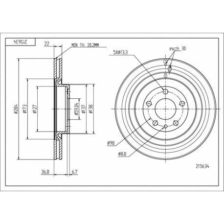ELSŐ FÉKTÁRCSA ALFA 164 -92 0000060578093