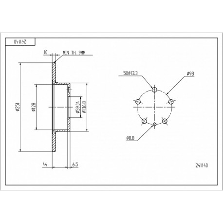 HÁTSÓ FÉKTÁRCSA ALFA147 1.9 01-10 /MAL/KPL 0000060743390